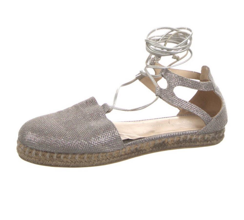 Stuart Weitzman Metallic Sparkle Walk My Way Lace Up Espadrille Sandals Size 9.5